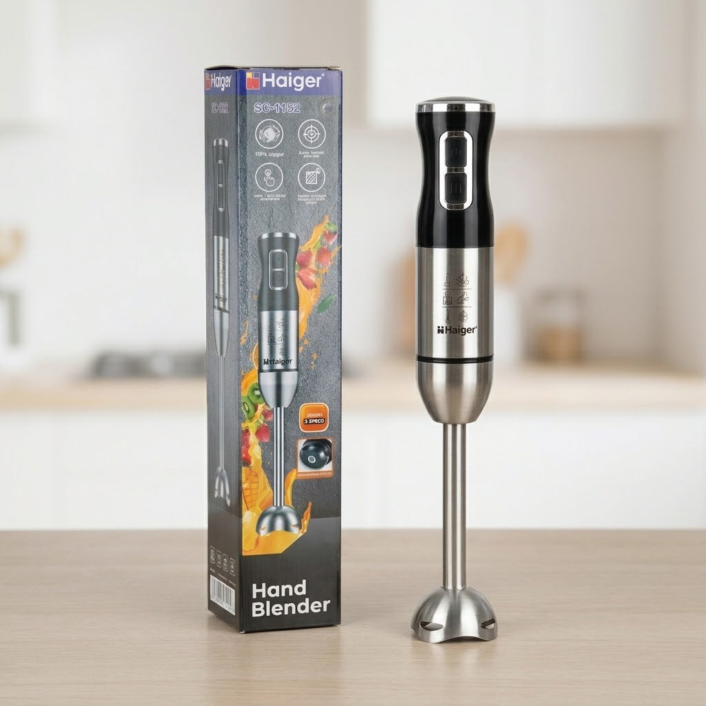 Haiger Stainless Steel Hand Blender SC-1152 - Stick Blender for Soups, Smoothies & Sauces