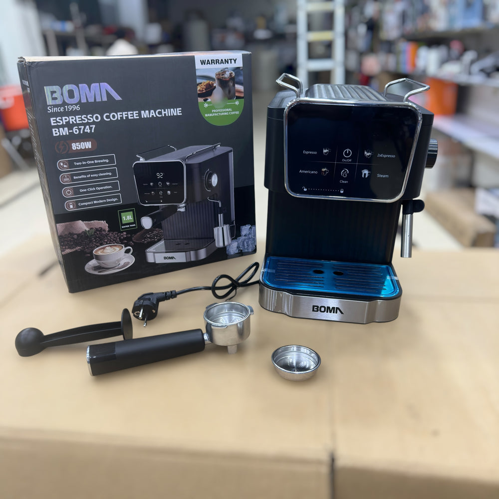 BOMA BM-6747 Espresso Coffee Machine - 850W, Touchscreen Display, 1.8L Tank