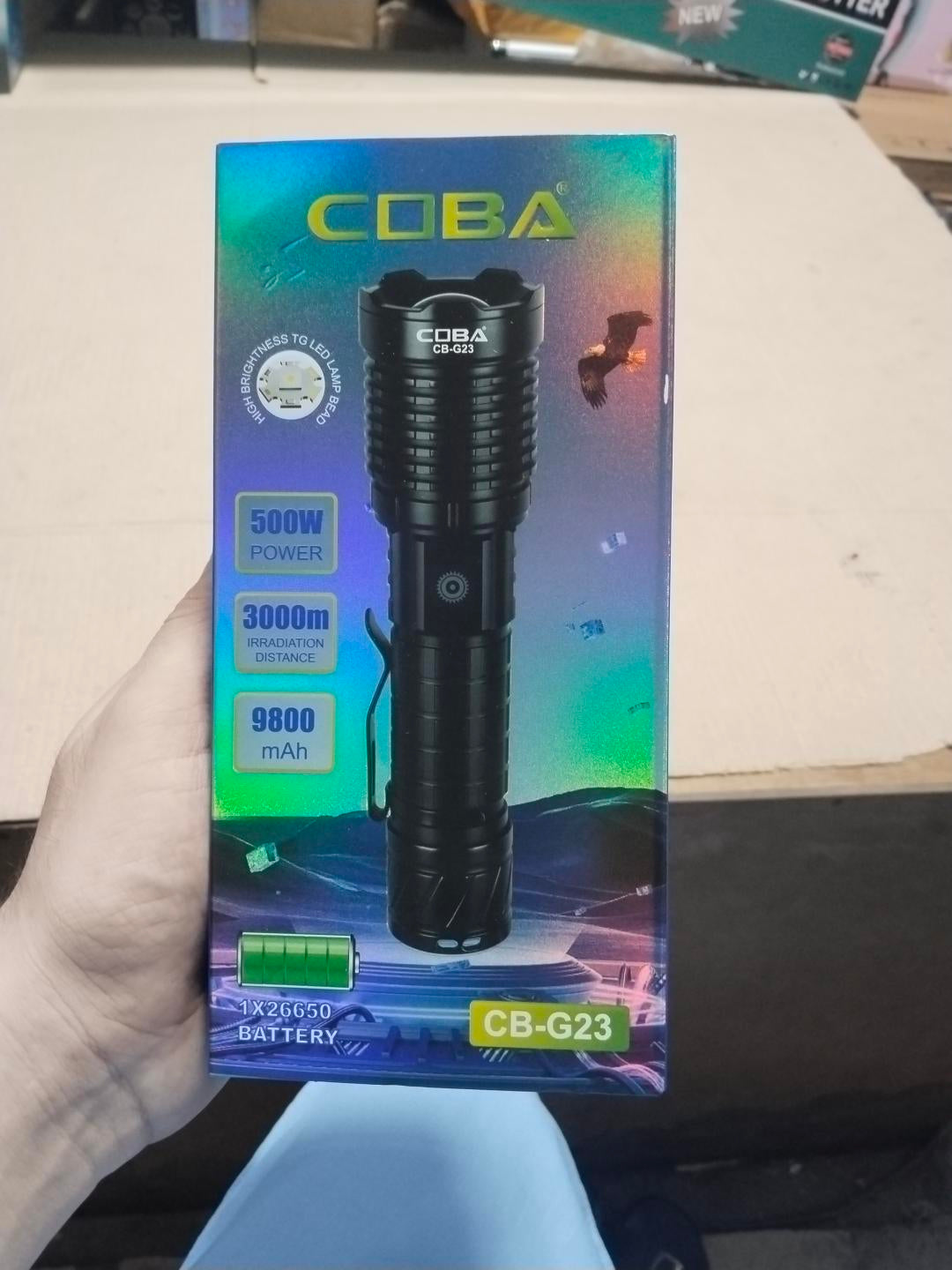 COBA Powerful LED Flashlight CB-G23 - 9800mAh, USB-C Rechargeable, 3000m Range