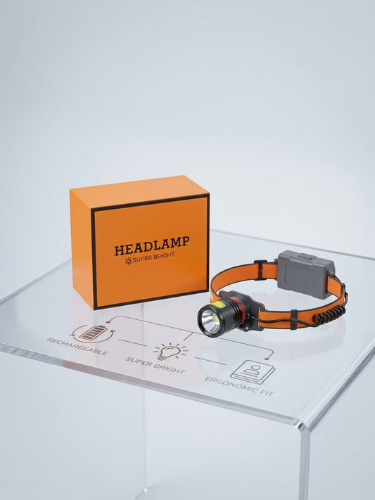 Super Bright LED Headlamp - Rechargeable Hands-Free Work Light