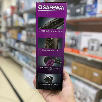 Safeway Lightweight Hair Dryer - Smooth Drying, 1800W DC Motor