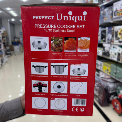 Uniqui 8pcs 5+7L Steel Pressure Cooker Set