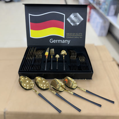 Germany High Quality Polished Cutlery Set - Stainless Steel Gold Flatware