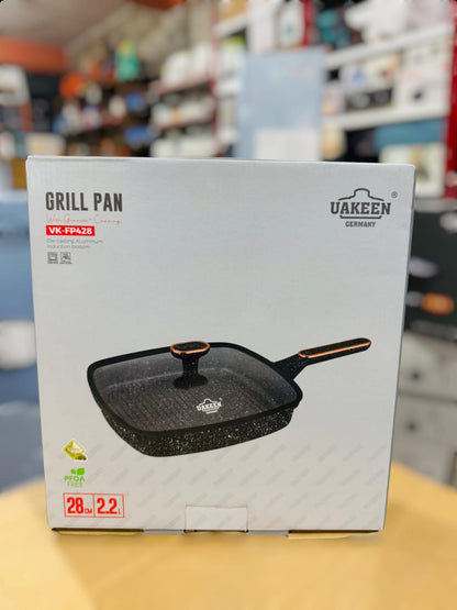 Uakeen Induction Die-Cast Granite Grill Pan 28cm VK-FP428