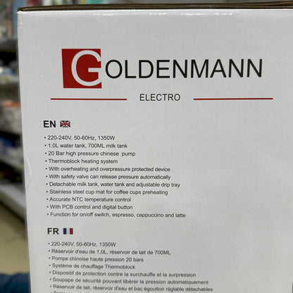 Goldenmann Espresso Coffee Maker - 1350W, 20 BAR, 1.0L (E-CM502T / E-CM508T)