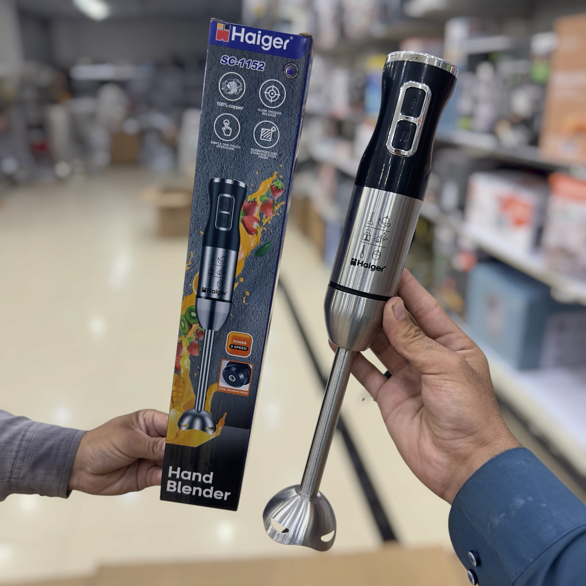 Haiger Stainless Steel Hand Blender SC-1152 - Stick Blender for Soups, Smoothies & Sauces