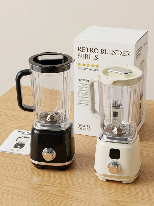 Retro Series Countertop Blender - Large Jar, Stainless Steel Blades, Black & Cream