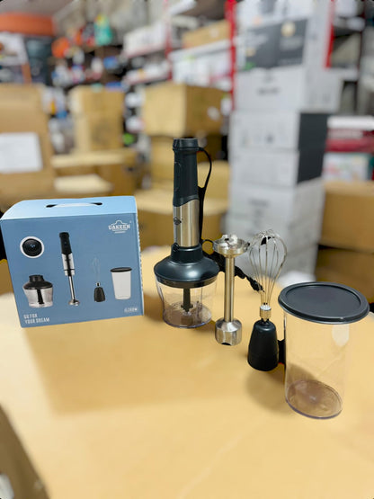 Uakeen Digital 4 in 1 Hand Blender Set ZL-515 – Multifunctional Blender with Chopper, Whisk & Beaker