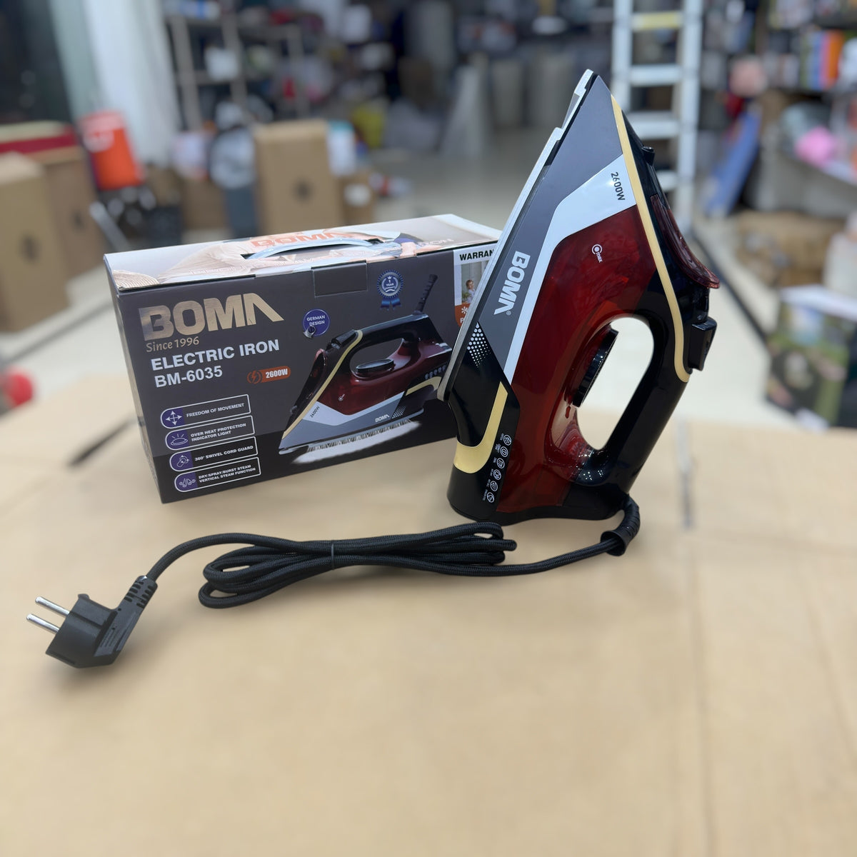 BOMA BM-6035 Electric Steam Iron - 2600W, Dry/Spray/Burst/Vertical Steam Function