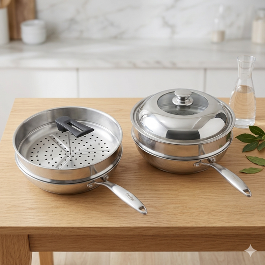 2 in 1 Laser Coated Deep Pan & Steamer