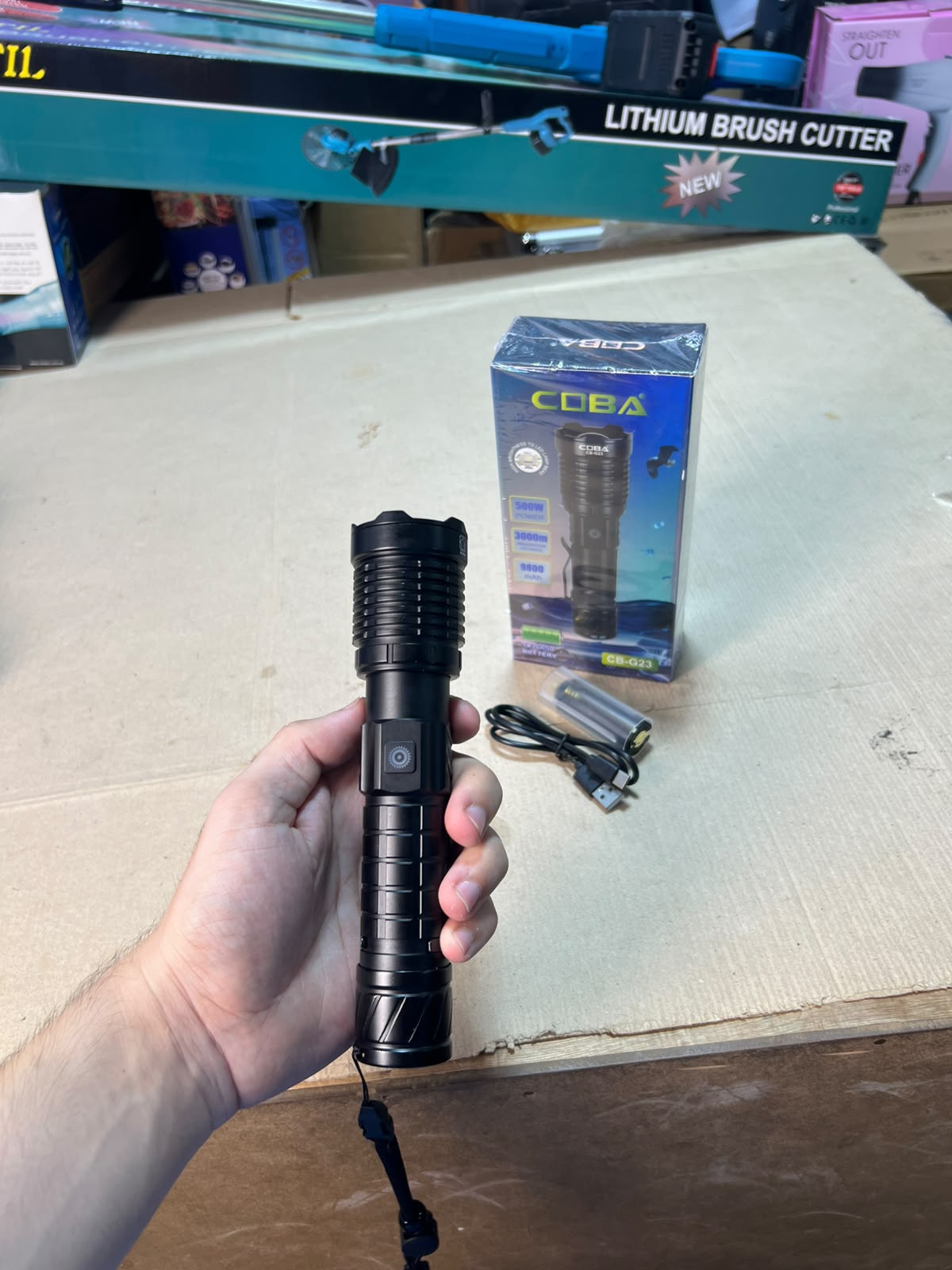 COBA Powerful LED Flashlight CB-G23 - 9800mAh, USB-C Rechargeable, 3000m Range