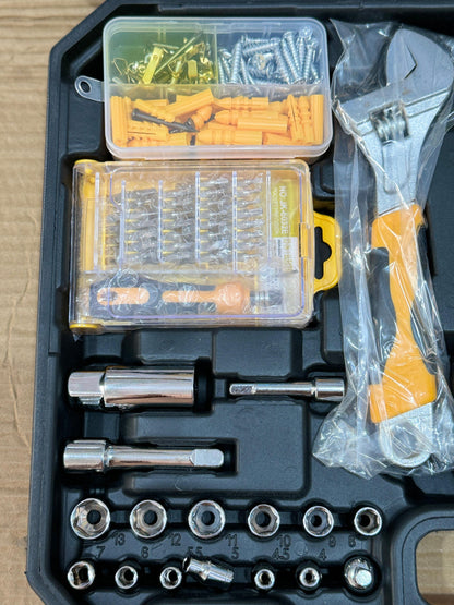 Complete Household Tool Kit Set - Socket, Wrench, Screwdriver &amp; Hardware Tool Box