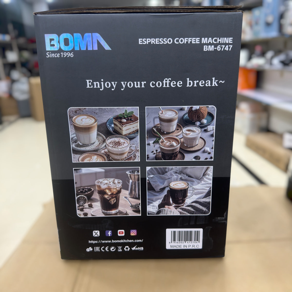BOMA BM-6747 Espresso Coffee Machine - 850W, Touchscreen Display, 1.8L Tank