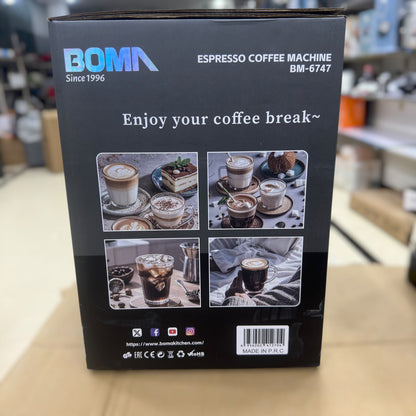 BOMA BM-6747 Espresso Coffee Machine - 850W, Touchscreen Display, 1.8L Tank