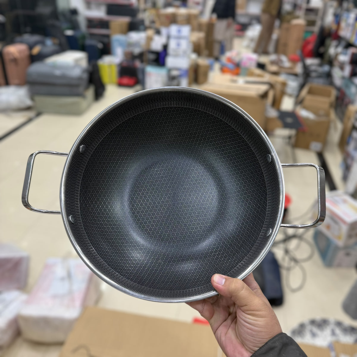 Stainless Steel Honeycomb Non-Stick Wok Pan with Lid - 32cm, 34cm, 36cm