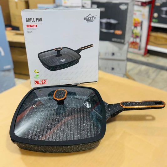 Uakeen Induction Die-Cast Granite Grill Pan 28cm VK-FP428