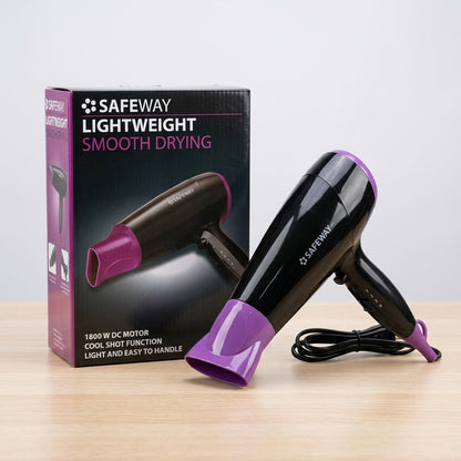Safeway Lightweight Hair Dryer - Smooth Drying, 1800W DC Motor