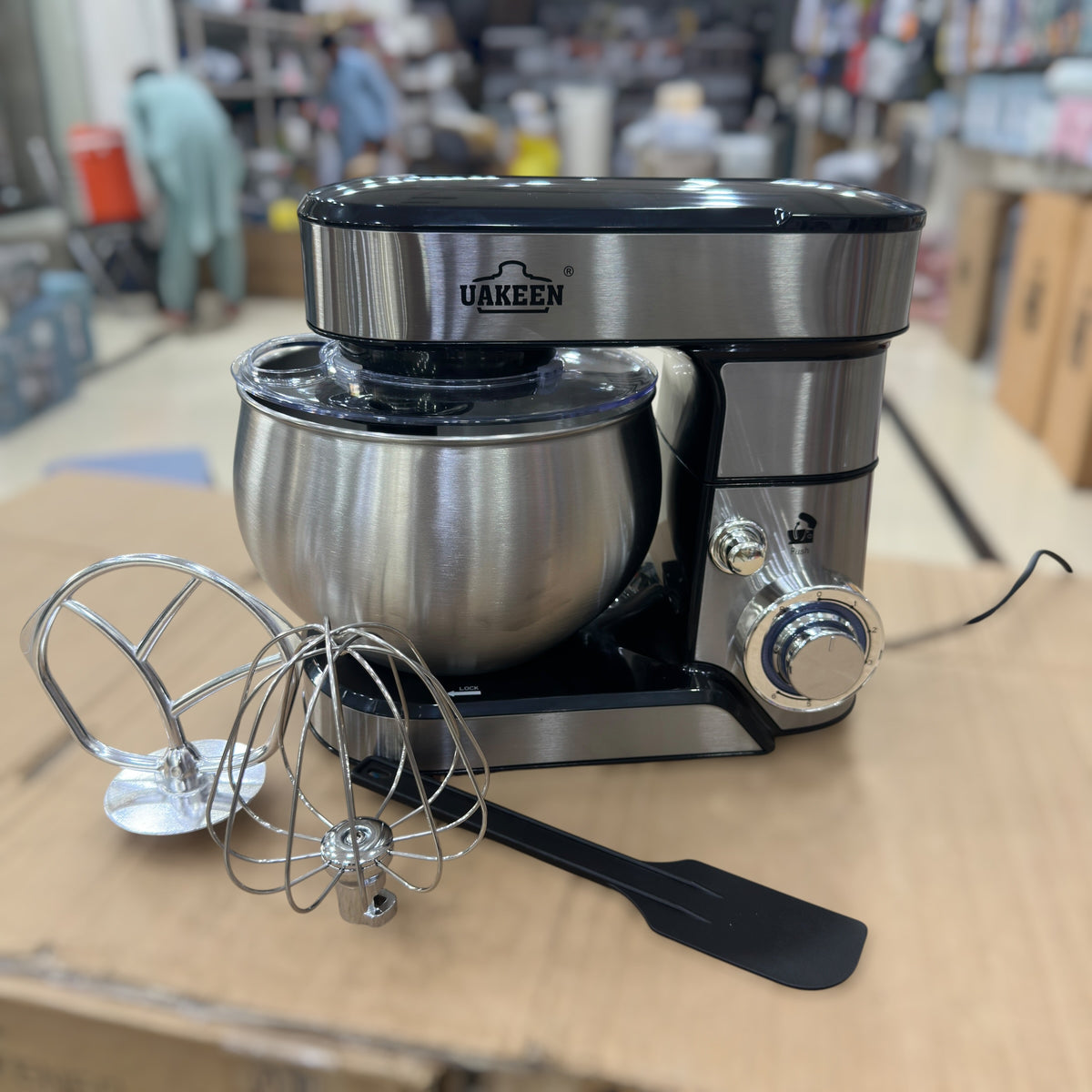 UAKEEN 5.5L Stainless Steel Stand Mixer | 1600W Professional Dough Kneader & Egg Whisk (Model ZL-1603)