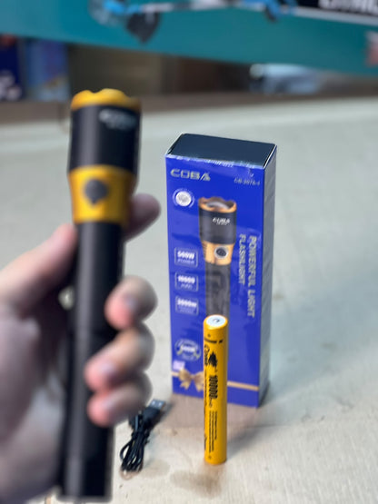 COBA Powerful LED Flashlight CB-2076-1 - 10000mAh, Type-C Rechargeable, 3000m Range