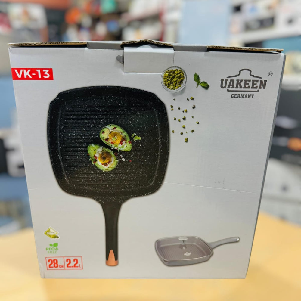 Uakeen Induction Die-Cast Granite Grill Pan 28cm VK-FP428