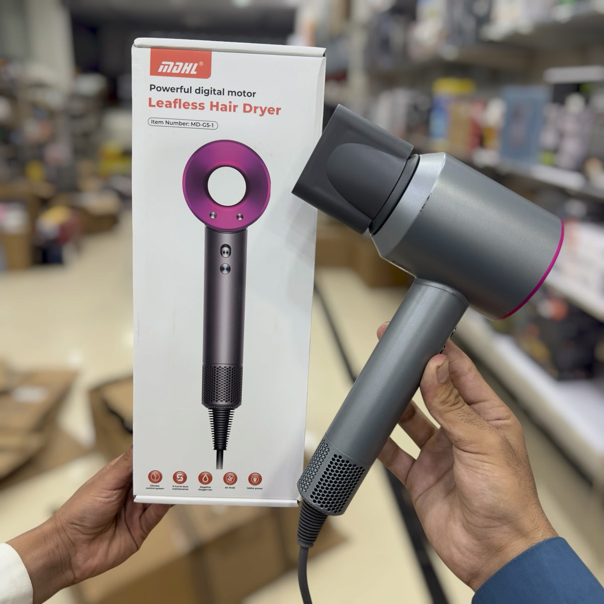 MDHL Leafless Hair Dryer MD-C5-1 - Powerful Digital Motor Bladeless Design