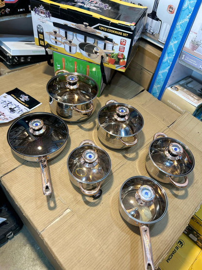 DT 12pcs Cookware Set – Nonstick Pots & Pans Kitchen Set