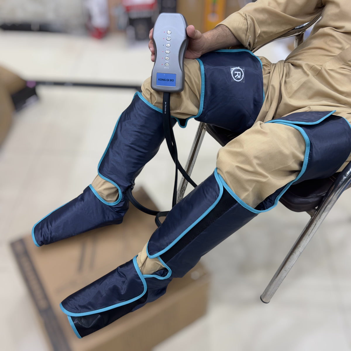 KONG QI BO Air Compression Leg Massager - Dual Leg Sleeves with Controller