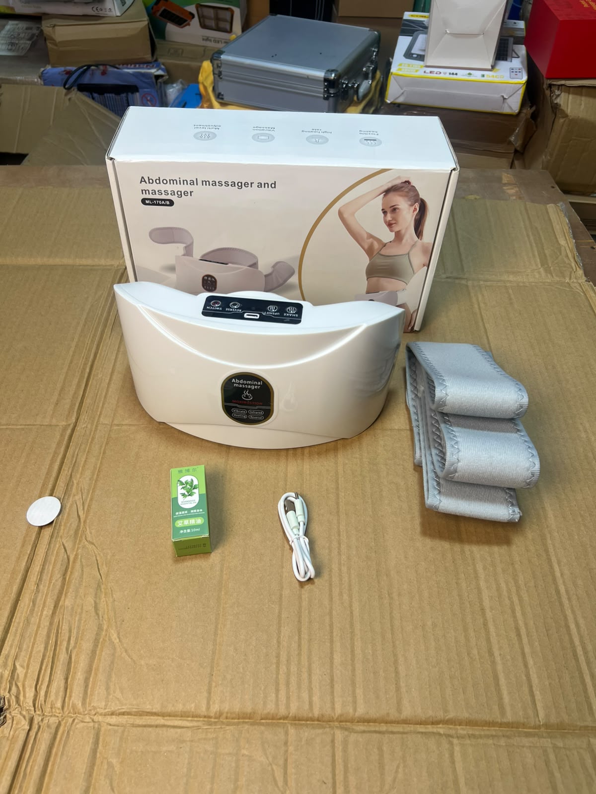 Abdominal Massager Belt ML-116A/B - Heat Therapy Rechargeable Waist & Belly Massager